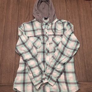 Teal/Grey Flannel Hoodie